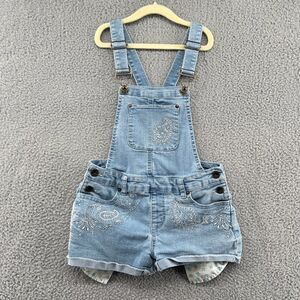 Lucky Brand Kids Paisley Embroidered Denim Short Overalls Girls Shortalls  10
